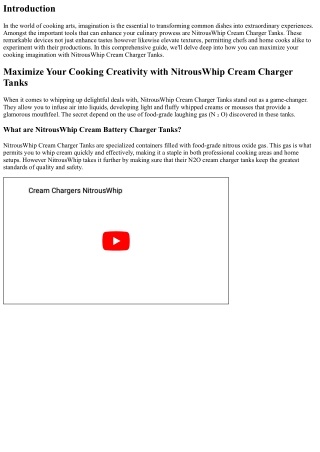 Maximize Your Culinary Creativity with NitrousWhip Cream Charger Tanks