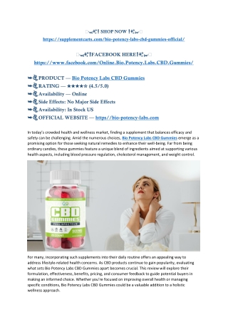 Bio Potency Labs CBD Gummies Experience Like Never Before