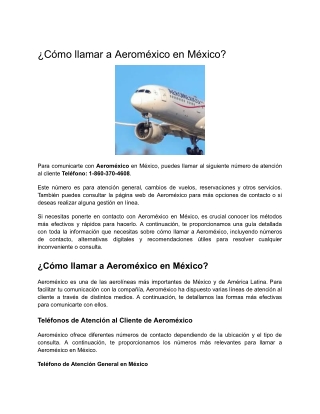 ¿Cómo llamar a Aeroméxico en México?