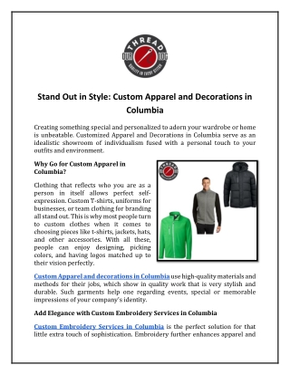 Custom Apparel and Decorations in Columbia