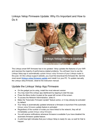 Linksys Velop Firmware Update_ Why It’s Important and How to Do It