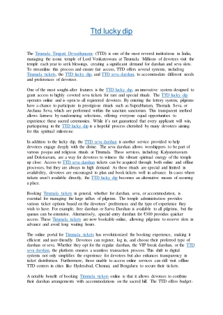 Ttd lucky dip