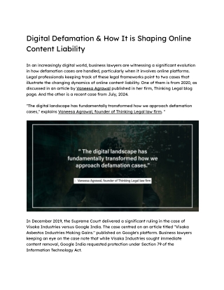 Digital Defamation & How It is Shaping Online Content Liability