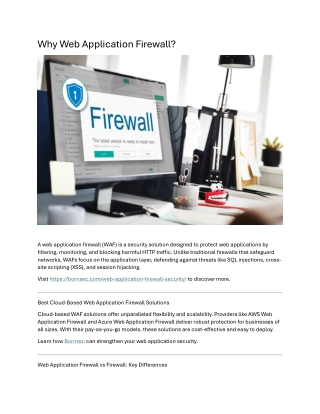 Why Web Application Firewall