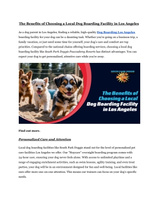 The Benefits of Choosing a Local Dog Boarding Facility in Los Angeles