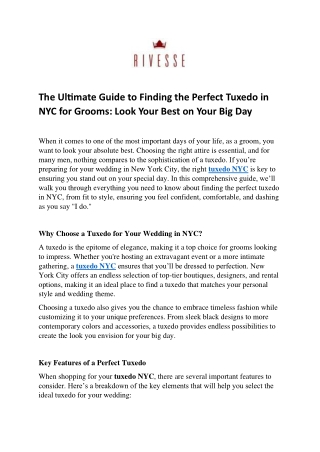 The Ultimate Guide to Finding the Perfect Tuxedo in NYC for Grooms Look Your Best on Your Big Day