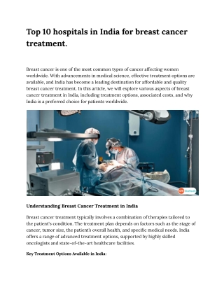 Top 10 hospitals in India for breast cancer treatment