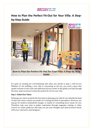 How to Plan the Perfect Fit-Out for Your Villa A Step-by-Step Guide