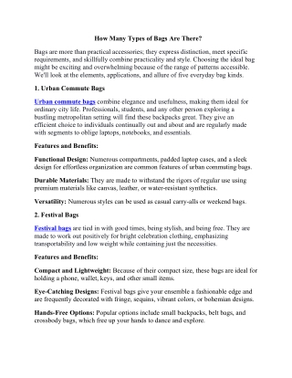 How many types of bags are there