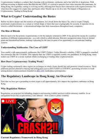 The Impact of Regulation on Cryptocurrency Trading in Hong Kong