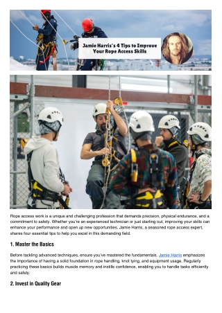 Jamie Harris's 4 Tips to Improve Your Rope Access Skills