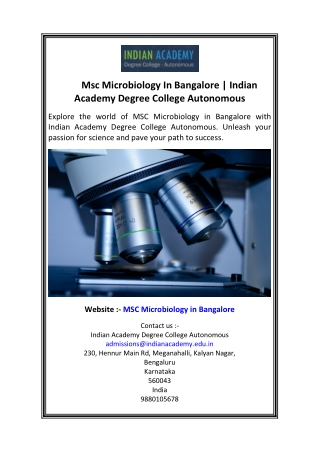 Msc Microbiology In Bangalore  Indian Academy Degree College Autonomous