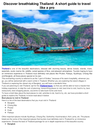 Discover breathtaking Thailand