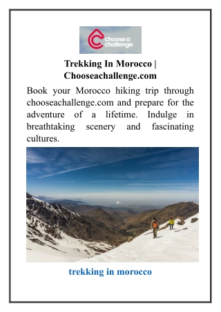 Trekking In Morocco  Chooseachallenge