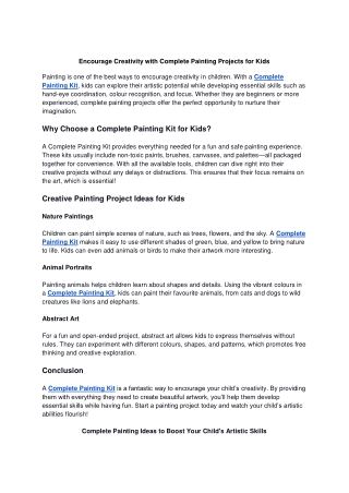Encourage Creativity with Complete Painting Projects for Kids