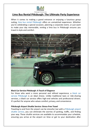 Limo Bus Rental Pittsburgh: The Ultimate Party Experience