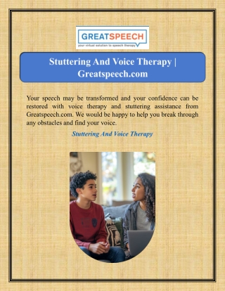 Stuttering And Voice Therapy | Greatspeech.com