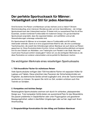 Der perfekte Sportrucksack für Männer_ Vielseitigkeit und Stil für jedes Abenteuer