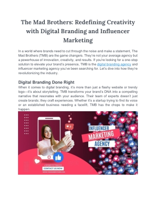 Using Influencer Marketing and Digital Branding to Rethink Creativity - The Mad