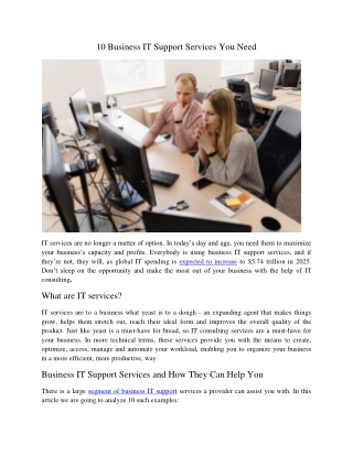10 Business IT Support Services You Need