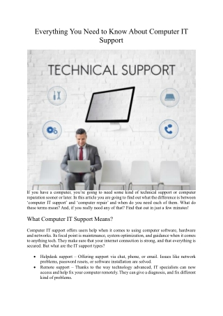 Everything You Need to Know About Computer IT Support