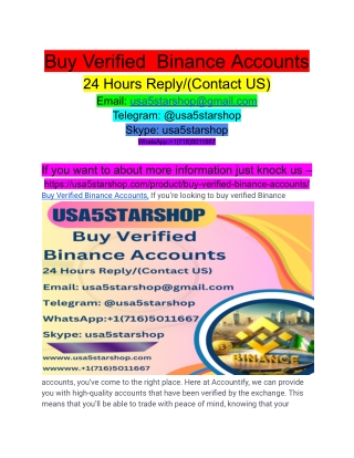 Buy Verified  Binance Accounts