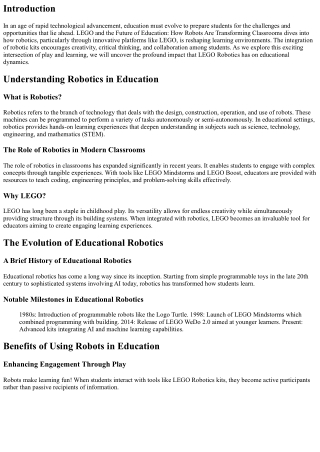 “LEGO and the Future of Education: How Robots Are Transforming Classrooms”