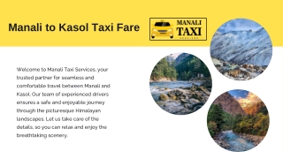 Manali to Kasol Taxi Fare