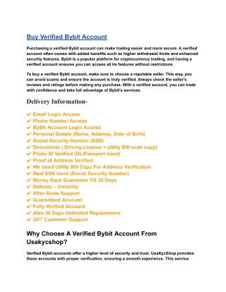 Where To Purchase Safely Verified Bybit Account?