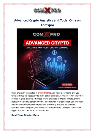 Advanced Crypto Analytics and Tools: Only on Comxpro