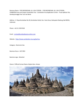 FOR INDONESIAN, UK, USA CITIZENS -  FOR INDONESIAN, UK, USA CITIZENS - CAMBODIA