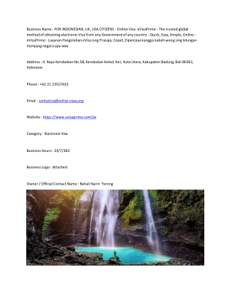 FOR INDONESIAN, UK, USA CITIZENS - Online Visa  eVisaPrime - The trusted global