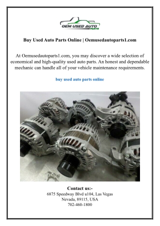 Buy Used Auto Parts Online Oemusedautoparts1