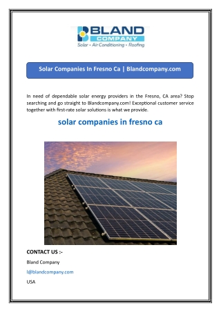 Solar Companies In Fresno Ca  Blandcompany