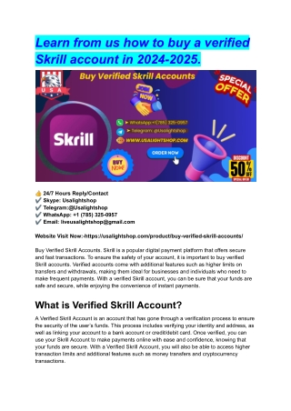 Learn from us how to buy a verified Skrill account in 2024-2025