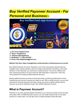 Buy Verified Payoneer Account - For Personal and Business_-
