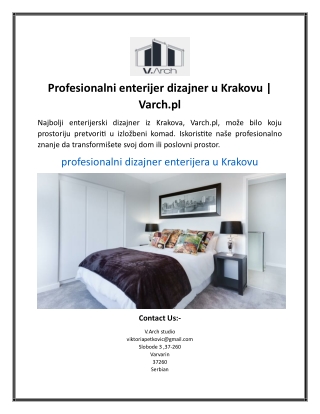 Profesionalni enterijer dizajner u Krakovu | Varch.pl