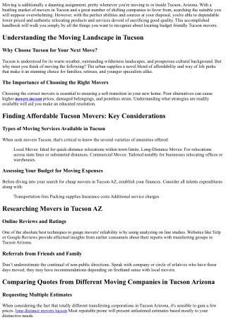Finding Affordable Tucson Movers: Your Guide to Cheap and Reliable Moving Servic