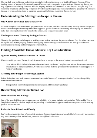 Finding Affordable Tucson Movers: Your Guide to Cheap and Reliable Moving Servic