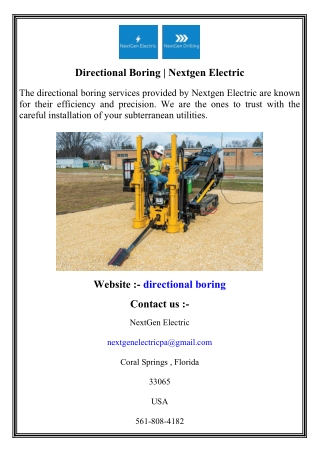 Directional Boring   Nextgen Electric