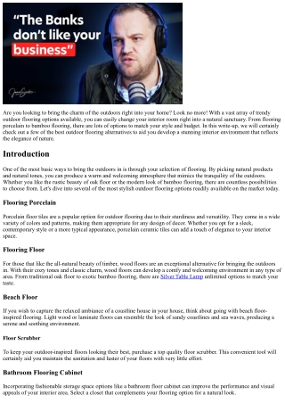 Bring the Outdoors In with Trendy Outdoor Flooring Options