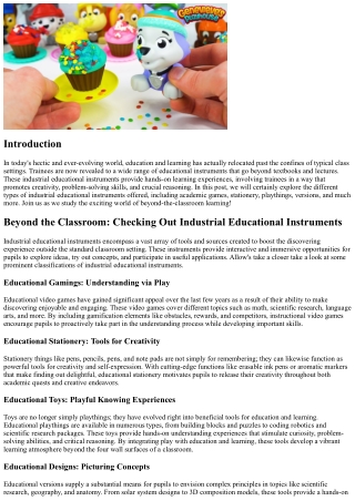 Past the Class: Checking Out Industrial Educational Instruments