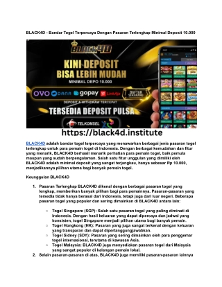 BLACK4D - Bandar Togel Terpercaya Dengan Pasaran Terlengkap Minimal Deposit 10.000