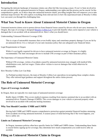 “What You Need to Know About Uninsured Motorist Claims in Oregon”