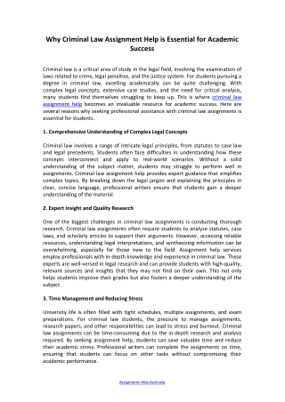 Why Criminal Law Assignment Help is Essential for Academic Success