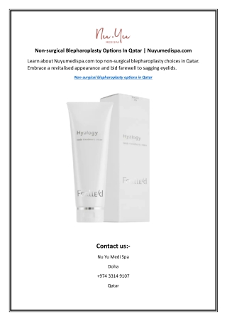 Non-surgical Blepharoplasty Options In Qatar | Nuyumedispa.com