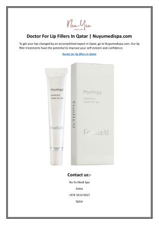 Doctor For Lip Fillers In Qatar | Nuyumedispa.com