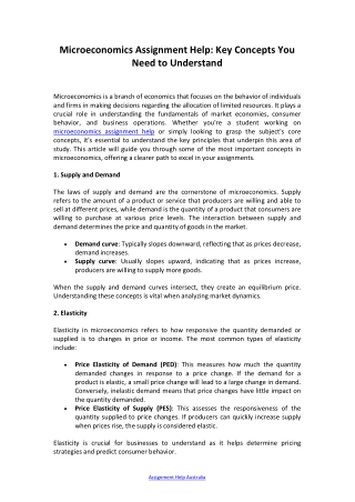 Microeconomics Assignment Help: Key Concepts You Need to Understand