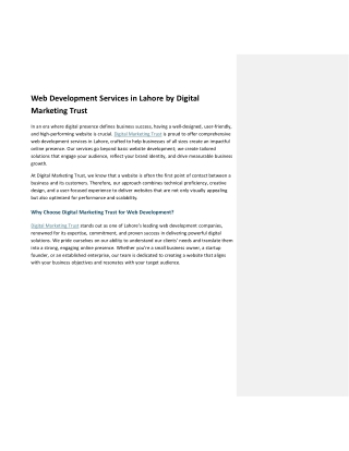 Web Development Services in Lahore