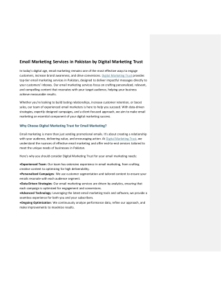 Email Marketing Services in Pakistan